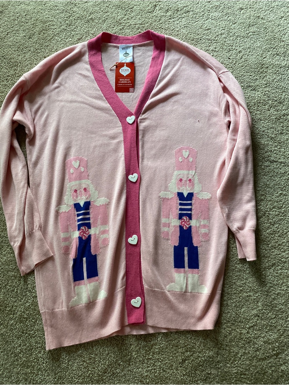Merry Moments Pink Nutcracker Holiday Cardigan Sweater Small NWT Coquette